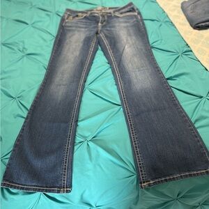 Indigo Blue Flare Wide Leg Jeans with Classic Wash